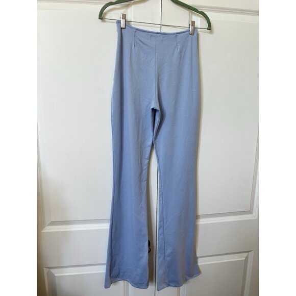 Y2K Angee Pants Womens Blue Floral Cutout High Rise Kick Flare 2000s - Picture 5 of 16